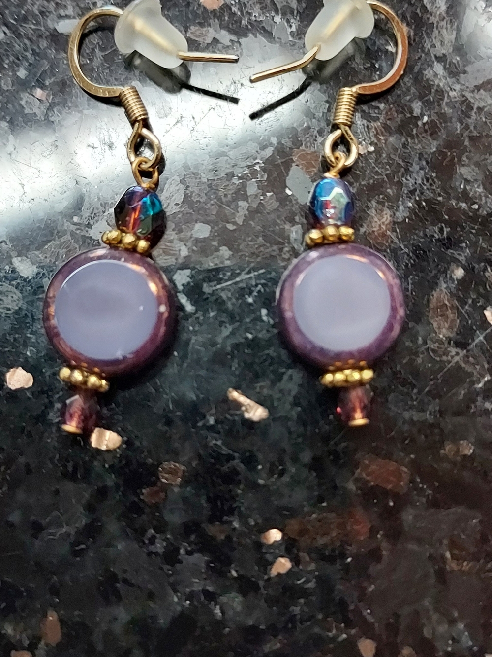 Handcrafted Purple Glass Drop Earrings - Elegant Women’s Jewelry
